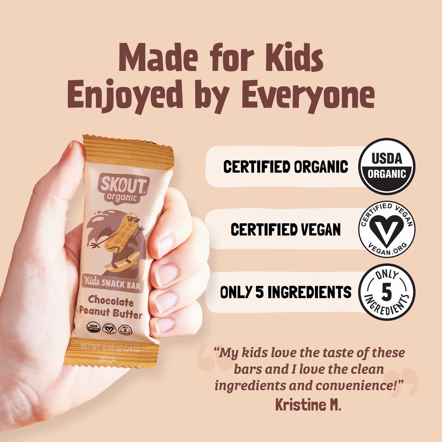 Skout Organic Chocolate Peanut Butter Kids Bar