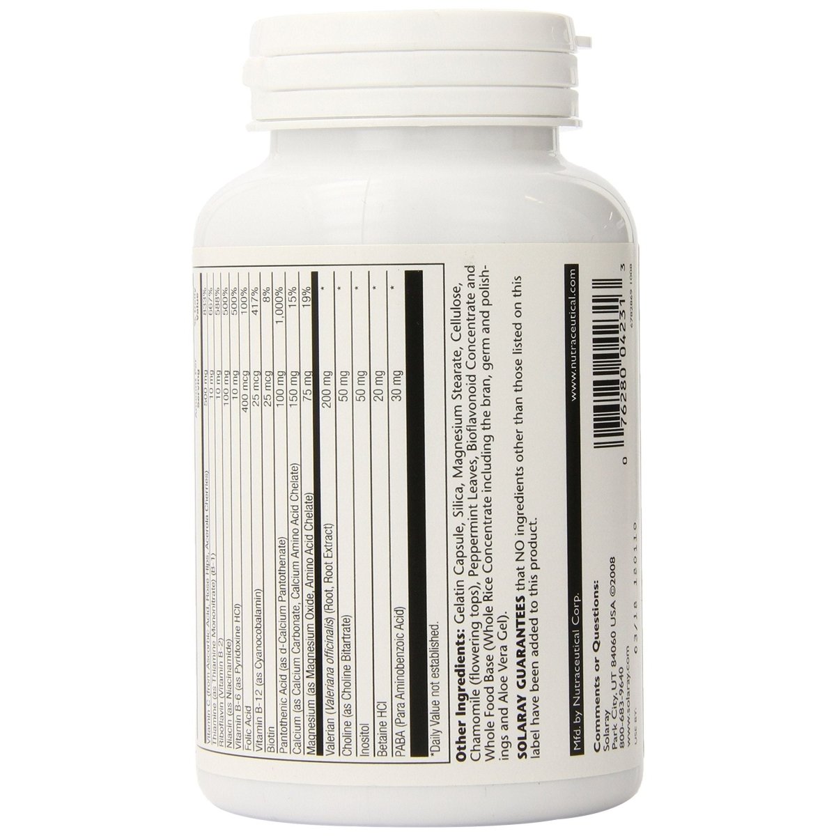 Solaray B-Stress PM Supplement 120 Capsules