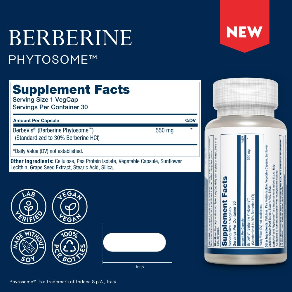 SOLARAY Berberine Phytosome - 30 Servings, 30 VegCaps