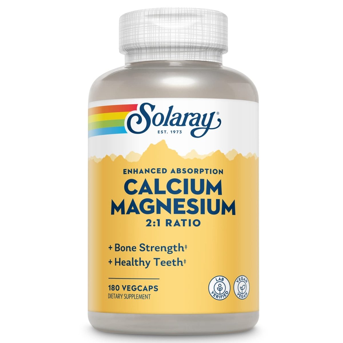 Solaray Calcium and Magnesium AAC Capsules, 180 Count (Packaging May Vary)