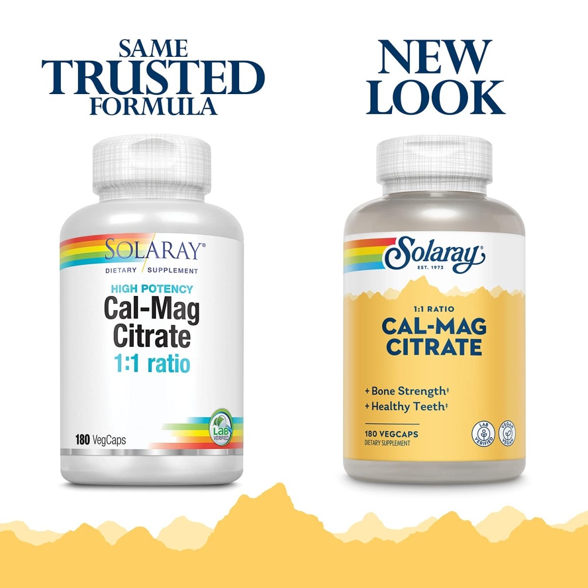 Solaray Calcium Magnesium Citrate 1:1 Ratio, Healthy Bones, Teeth, Muscle & Nervous System Support, 30 Serv, 180 VegCaps