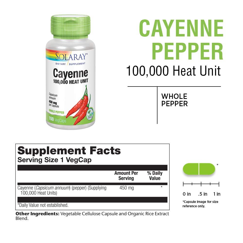 SOLARAY Cayenne Pepper 450 mg 100 VegCaps
