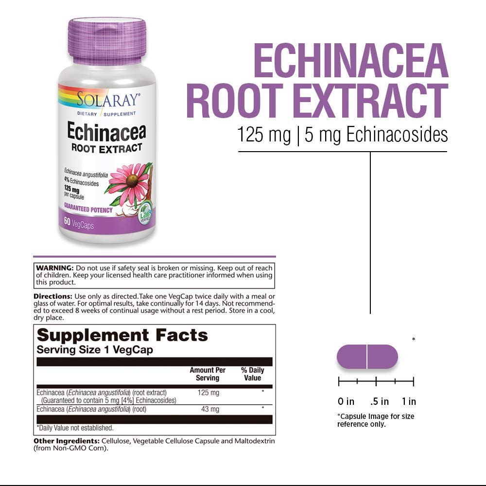 SOLARAY Echinacea Angustifolia Root Extract 125 mg 60 VegCaps