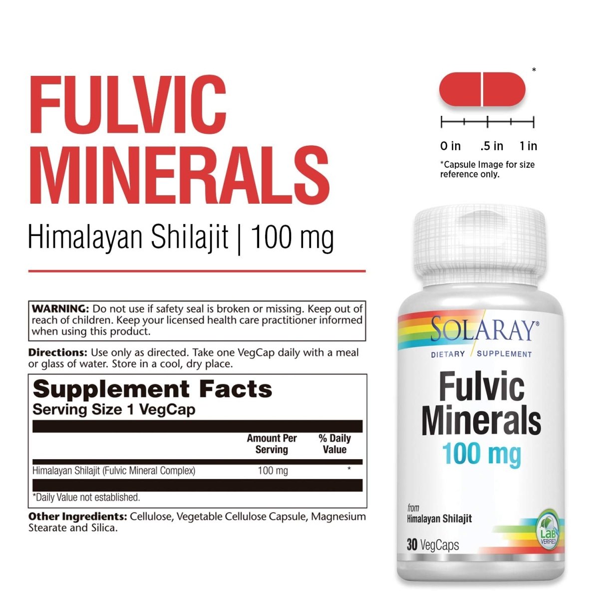 Solaray Fulvic Minerals 100 mg 30 VegCaps