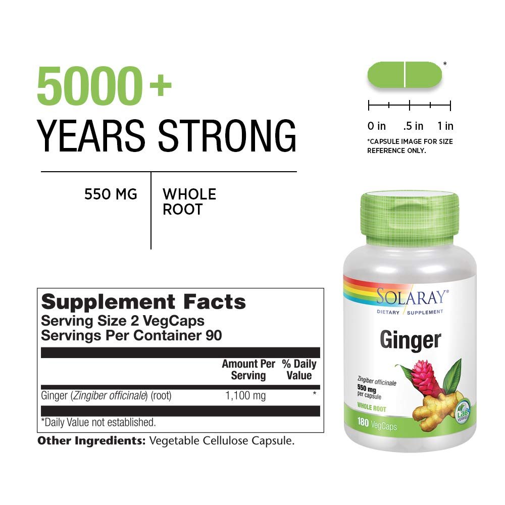 SOLARAY Ginger Root 1100mg 180 VegCaps