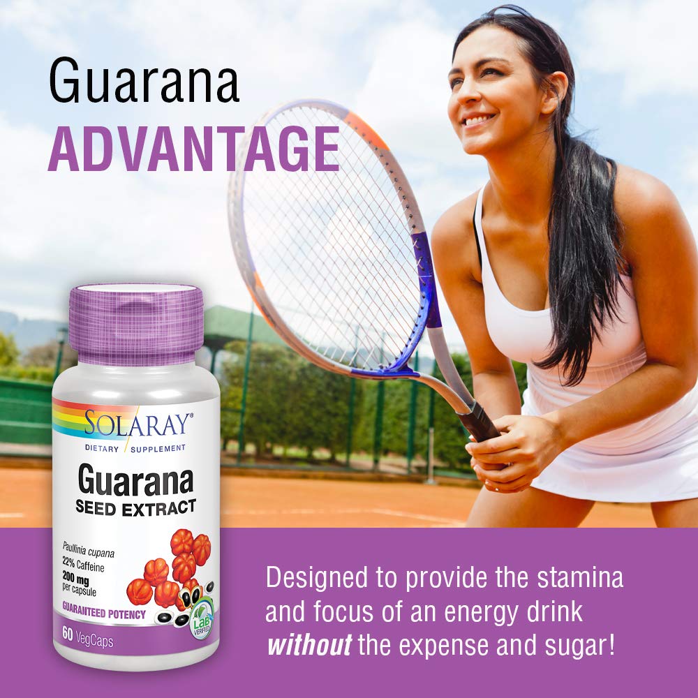 SOLARAY Guarana Seed Extract 300mg 44 mg of Caffeine 60 VegCaps