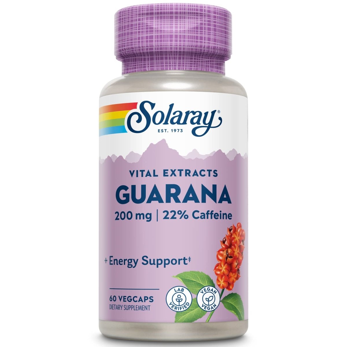 SOLARAY Guarana Seed Extract 300mg 44 mg of Caffeine 60 VegCaps