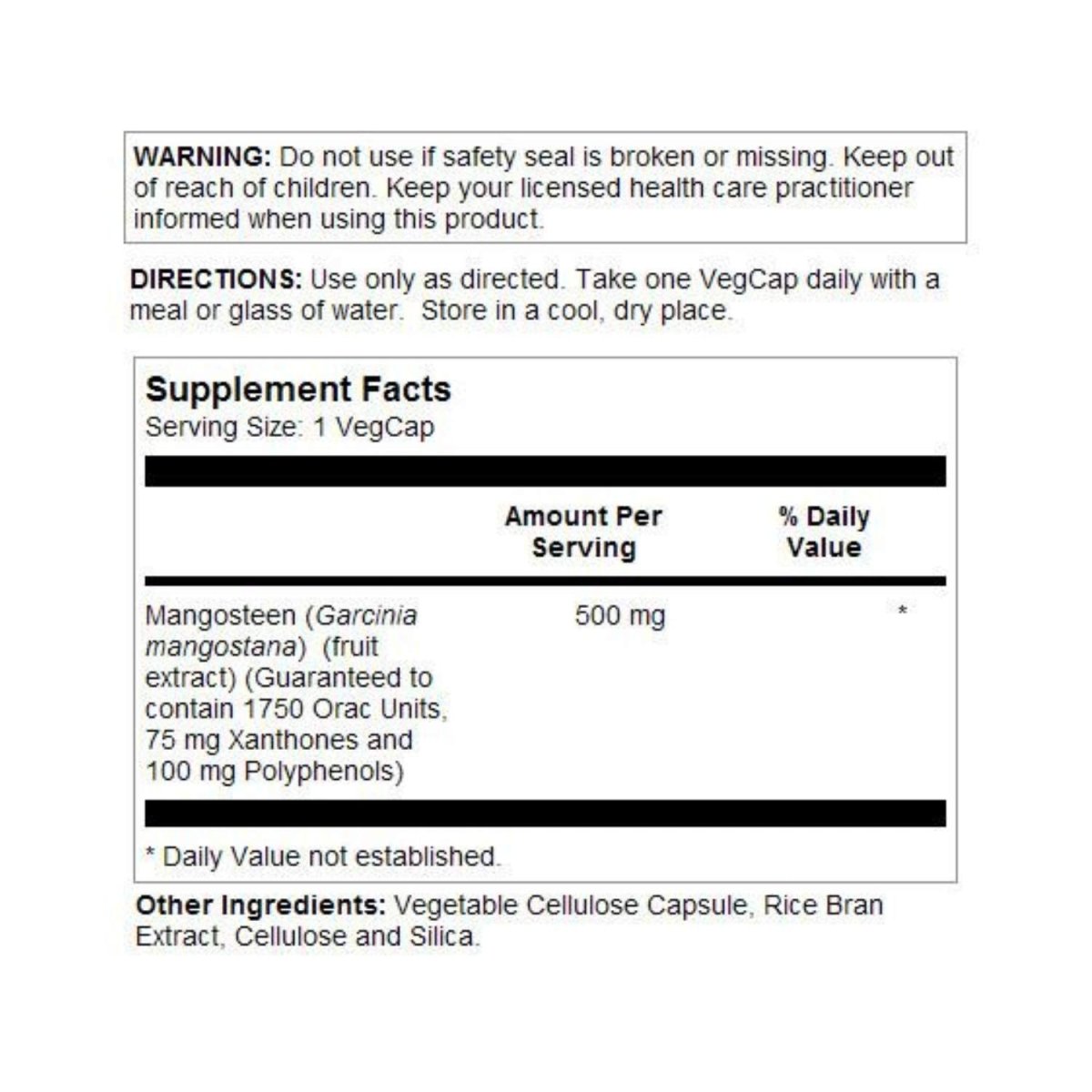Solaray Guaranteed Potency Mangosteen Peel Extract - 60 Veg Caps
