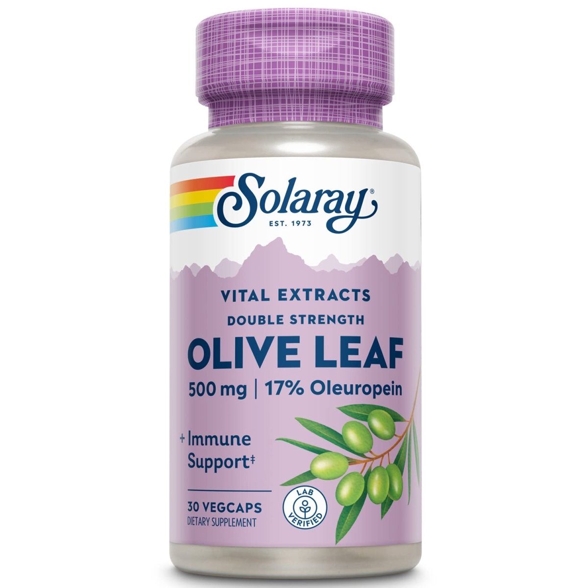 SOLARAY Guaranteed Potency Olive Leaf Extract Double Strength, Veg Cap (Btl-Plastic) 500mg 30ct