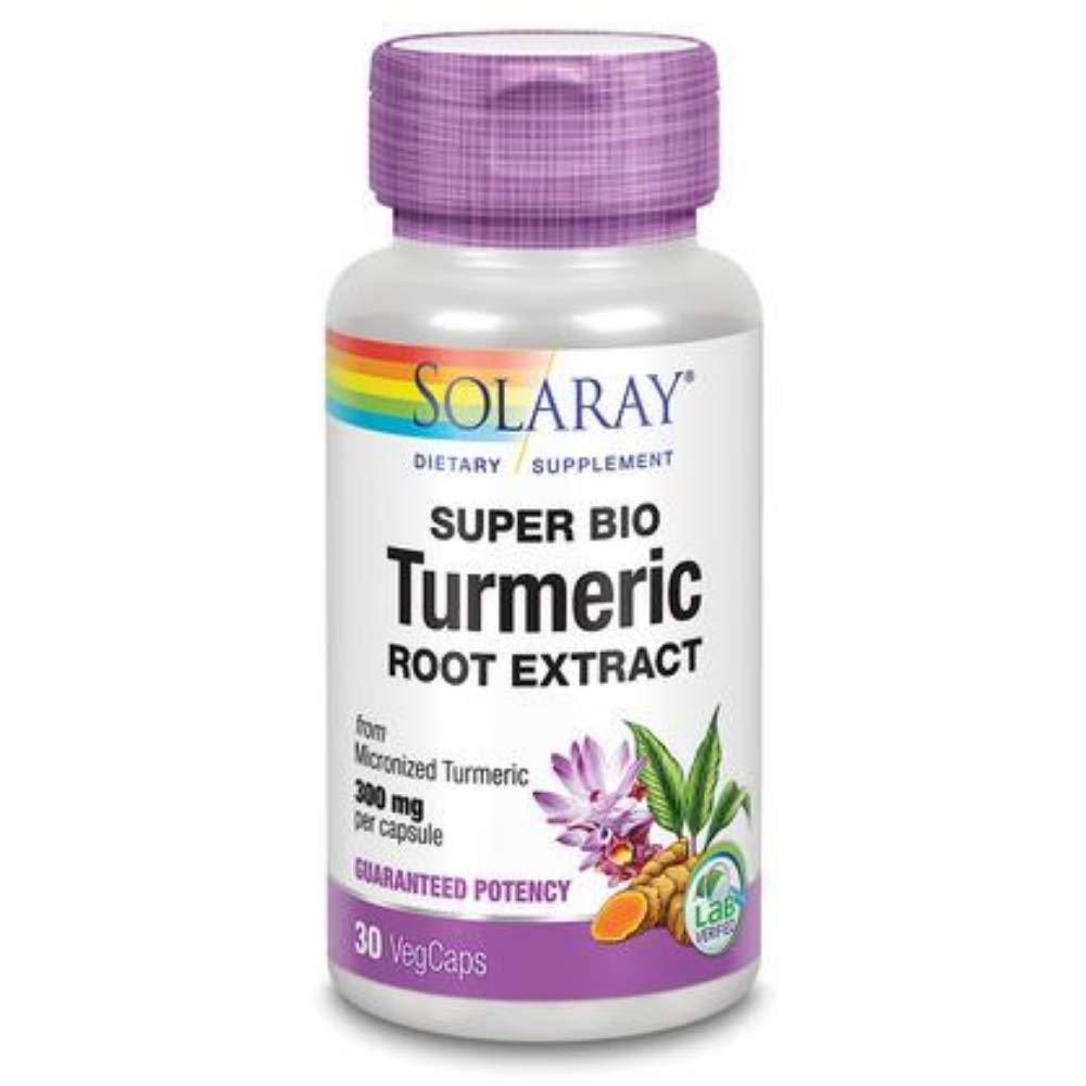 SOLARAY Guaranteed Potency Super Bio Turmeric Micronized, Veg Cap (Btl-Plastic) 300mg 30ct