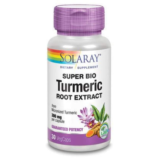 SOLARAY Guaranteed Potency Super Bio Turmeric Micronized, Veg Cap (Btl-Plastic) 300mg 30ct