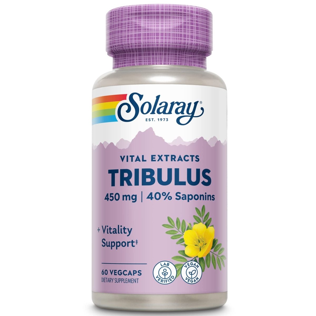 Solaray Guaranteed Potency Tribulus Fruit Extract, Veg Cap (Btl-Plastic) 450mg 60ct