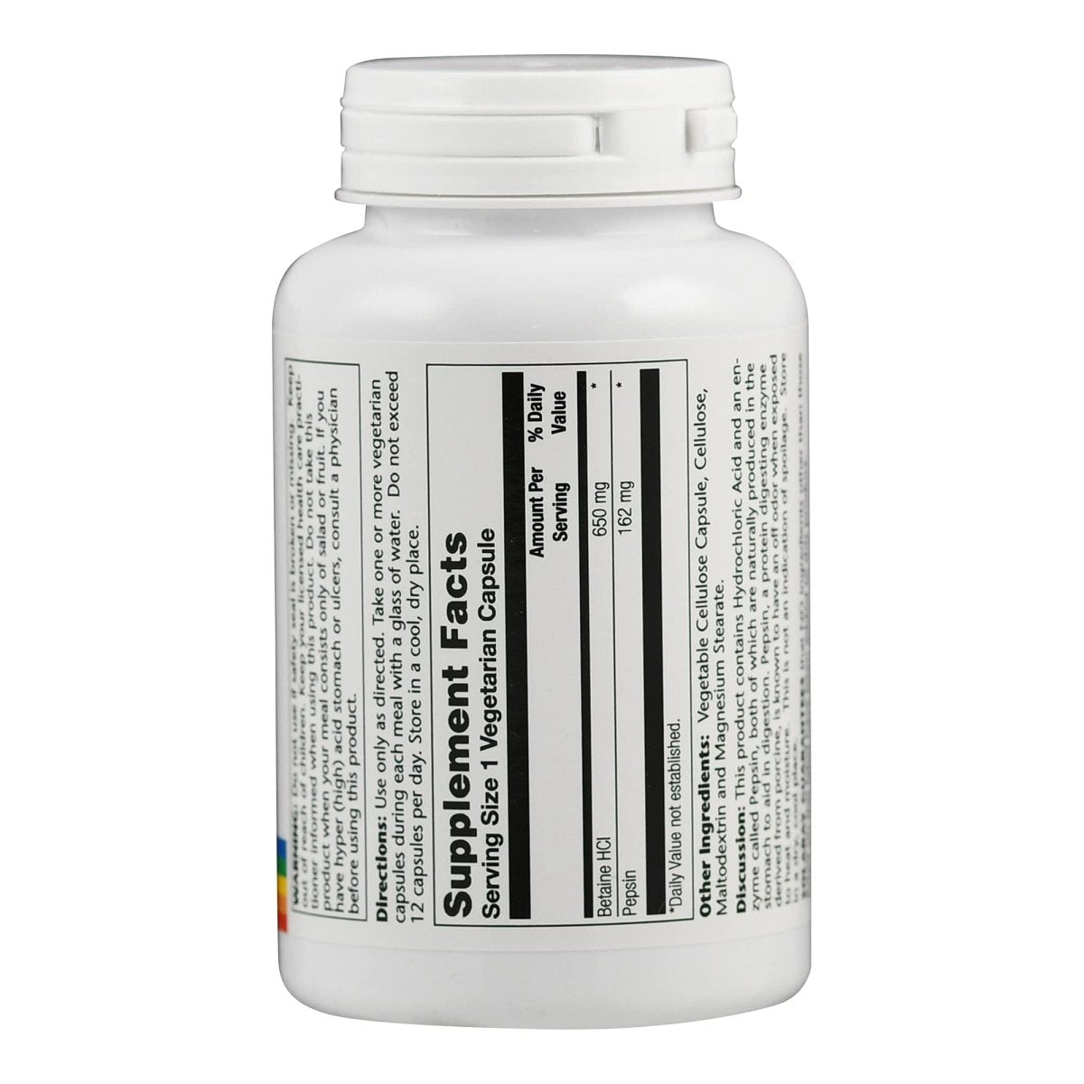 Solaray High Potency HCL + Pepsin 650 mg VCapsules, 100 Count