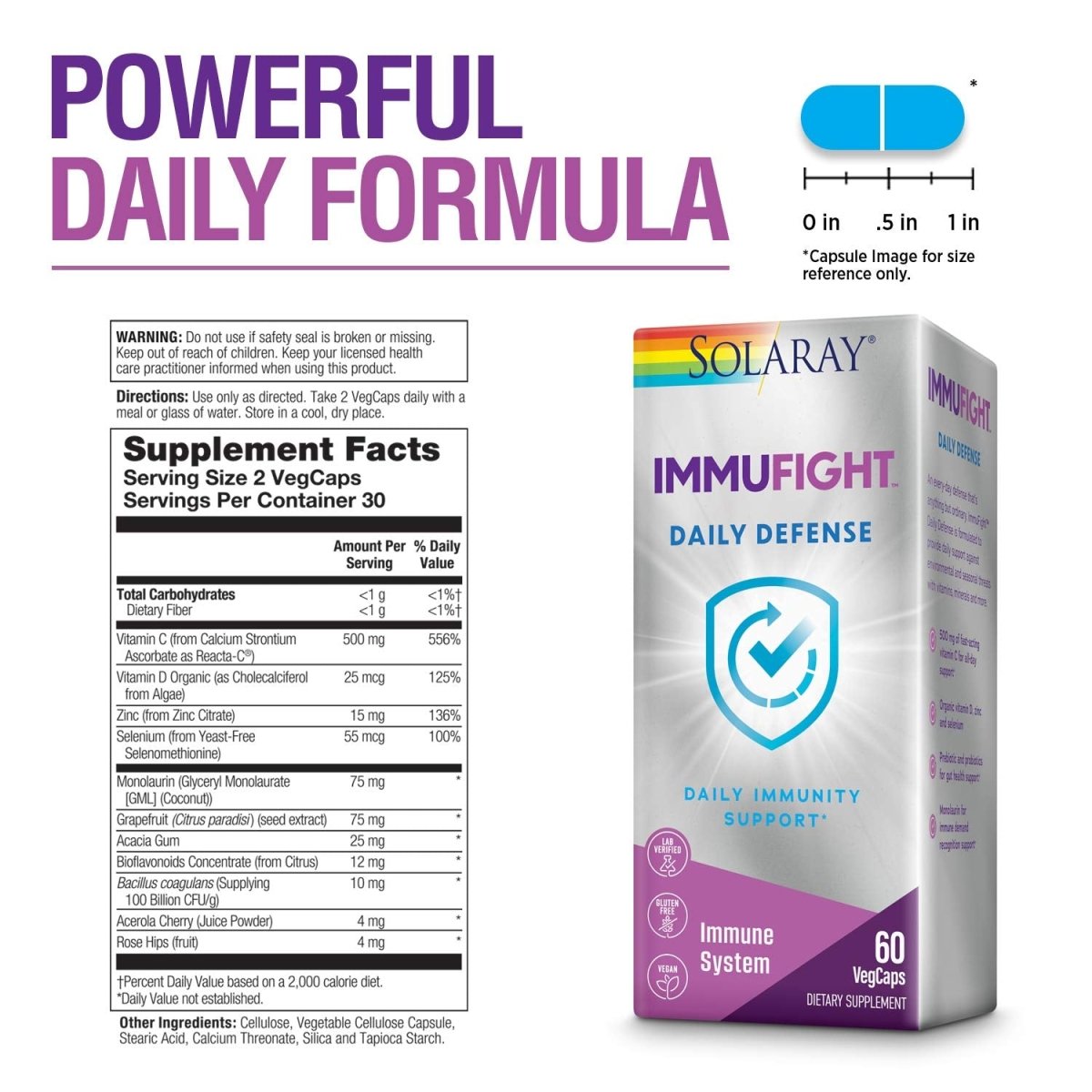 SOLARAY Immufight Daily Defense 60ct, 30 Serv.