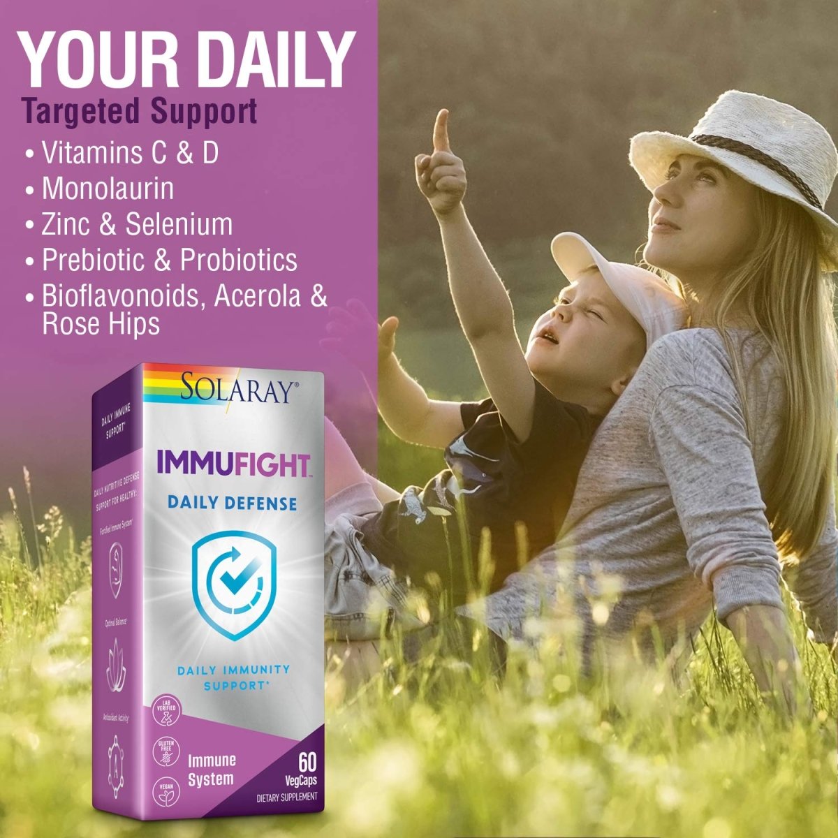 SOLARAY Immufight Daily Defense 60ct, 30 Serv.