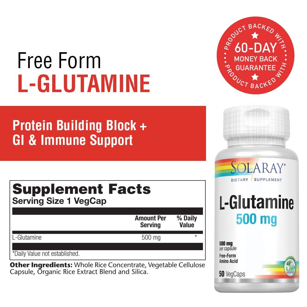 SOLARAY L-Glutamine 500mg - 50 VegCaps