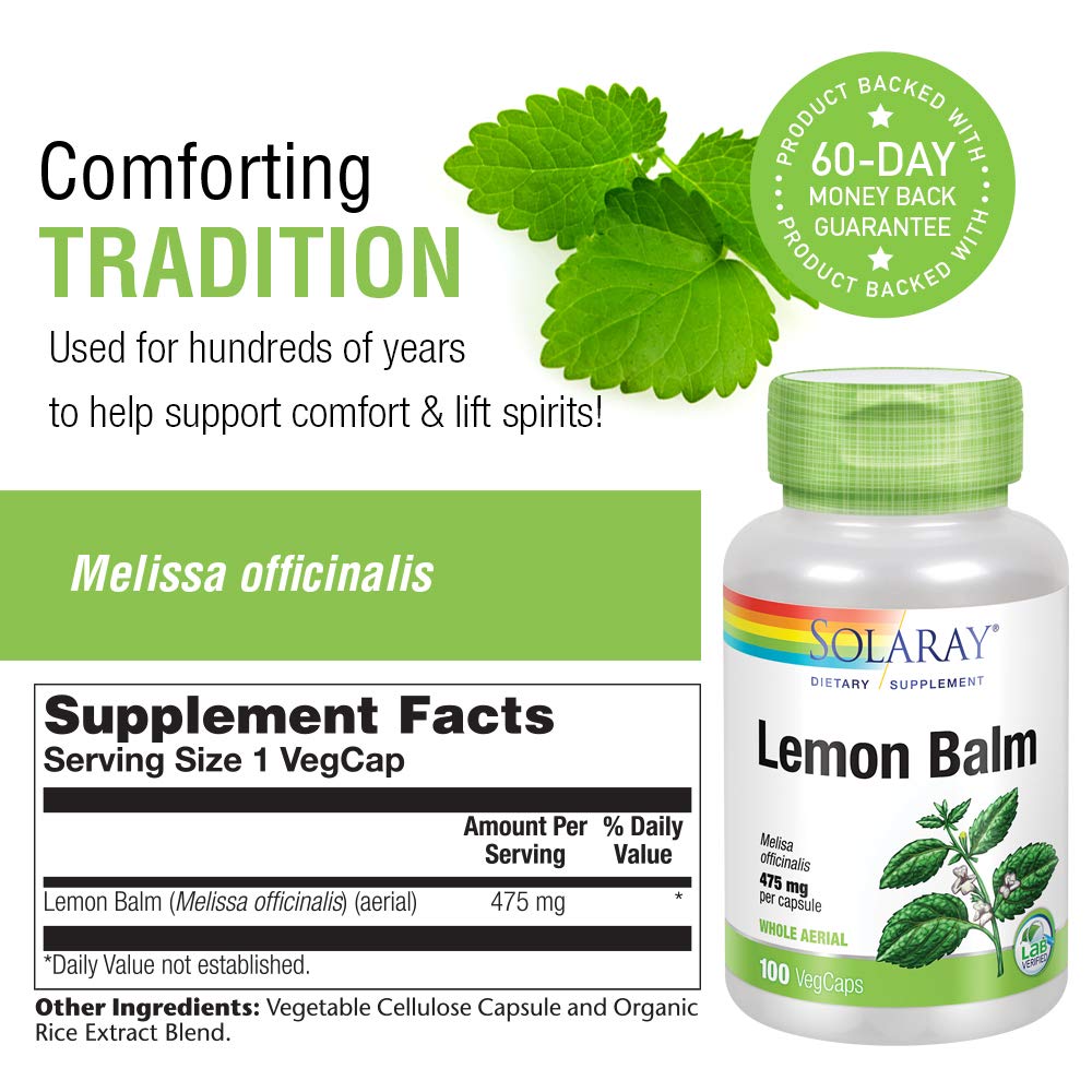 SOLARAY Lemon Balm Aerial 475mg 100 CT