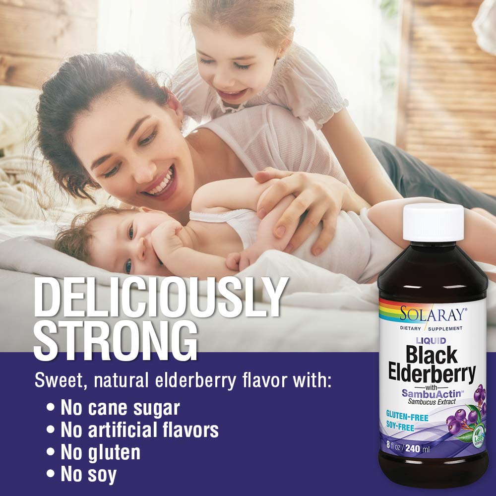 SOLARAY Liquid Black Elderberry Extract 24 Servings 8 fl oz