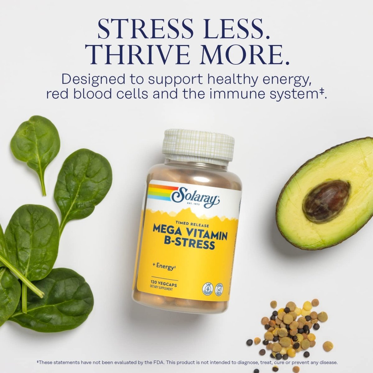 SOLARAY Mega Vitamin B-Stress, 120 VegCaps