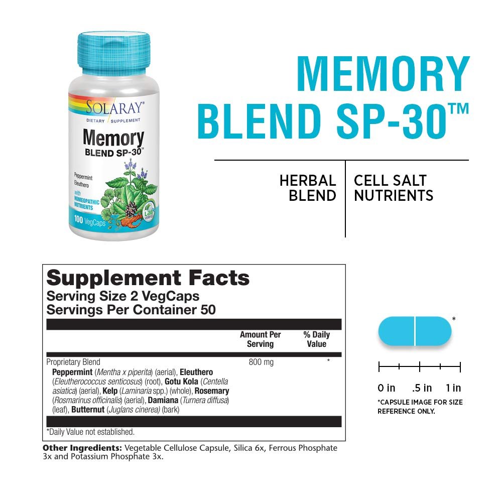 Solaray Memory Blend SP-30 50 Servings 100 VegCaps
