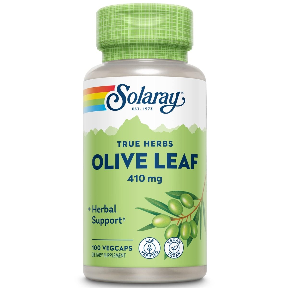 SOLARAY Olive Leaf Capsules, 410 mg 100 Count