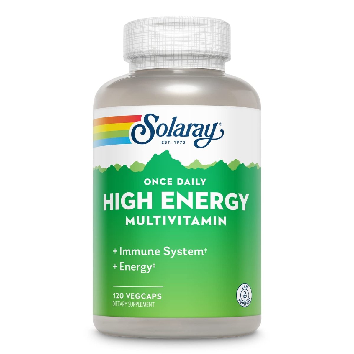 SOLARAY Once Daily High Energy Multivitamin, Immune System and Energy Support, Whole Food and Herb Base Ingredients, Men's and Women's Multi Vitamin, 120 Servings, 120 VegCaps