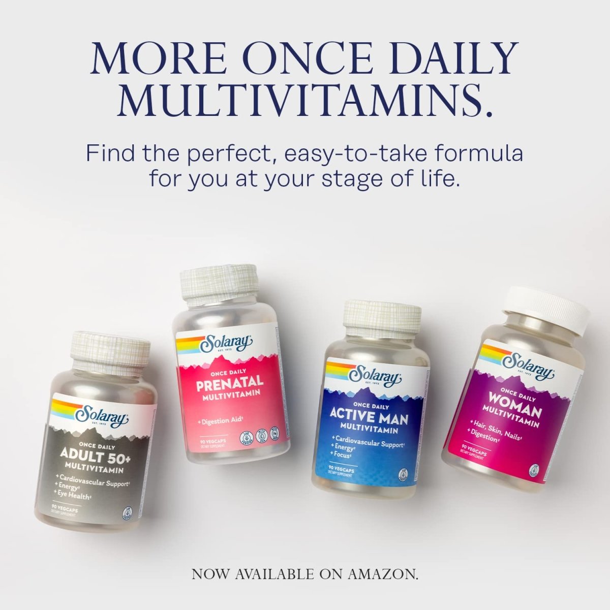 SOLARAY Once Daily High Energy Multivitamin, Immune System and Energy Support, Whole Food and Herb Base Ingredients, Men's and Women's Multi Vitamin, 120 Servings, 120 VegCaps