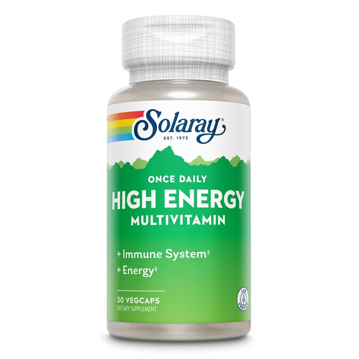 SOLARAY Once Daily High Energy Multivitamin, Immune System and Energy Support, Whole Food and Herb Base Ingredients, Men's and Women's Multi Vitamin, 30 Servings, 30 VegCaps