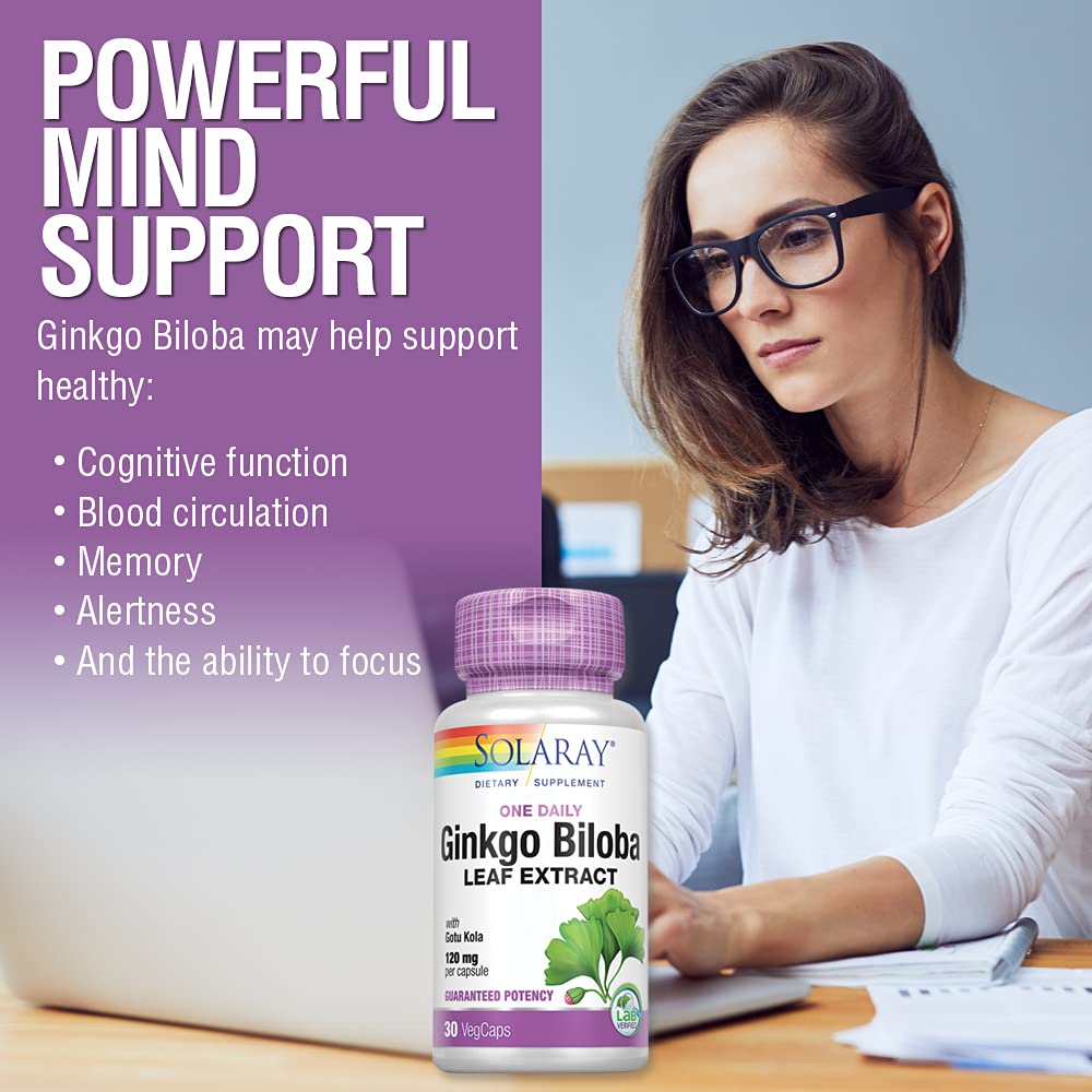 SOLARAY One Daily Ginkgo Biloba Leaf Extract (30 VegCaps)