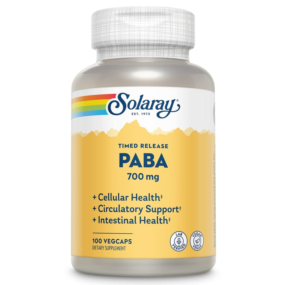 SOLARAY Paba TSTR Vitamin Capsules - 700 mg 100 Count