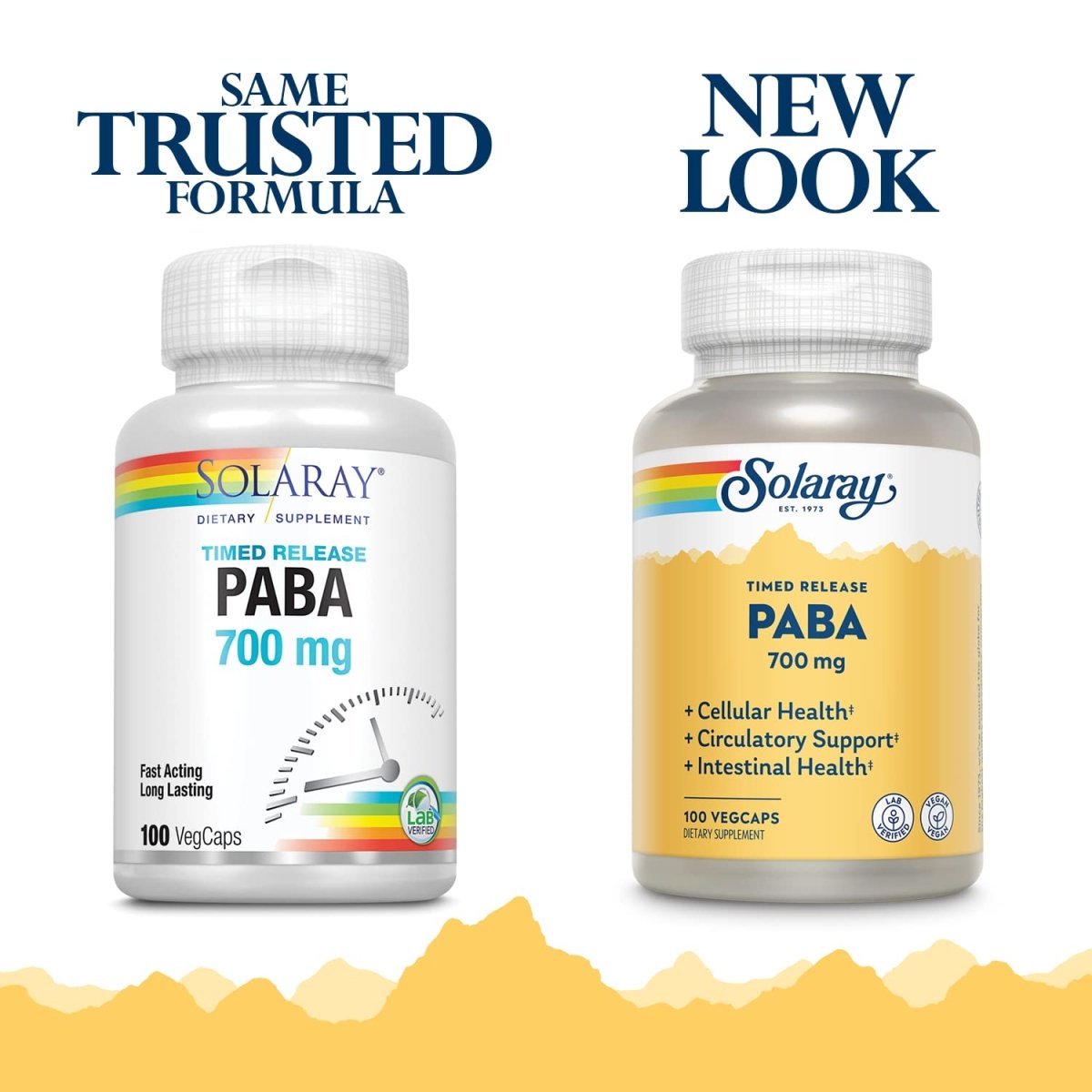 SOLARAY Paba TSTR Vitamin Capsules - 700 mg 100 Count