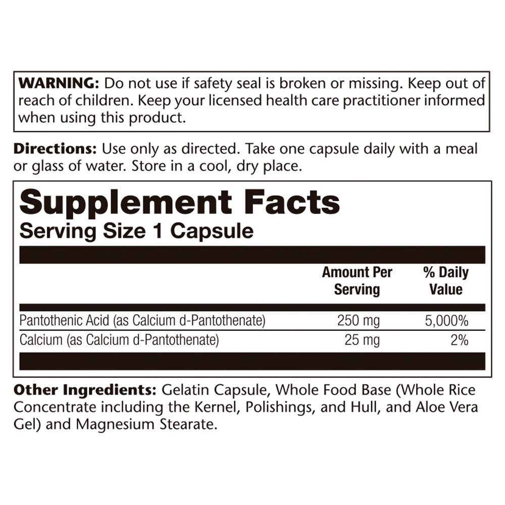 SOLARAY Pantothenic Acid 250mg - 100CT