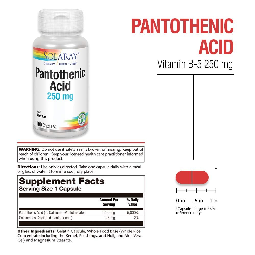 SOLARAY Pantothenic Acid 250mg - 100CT