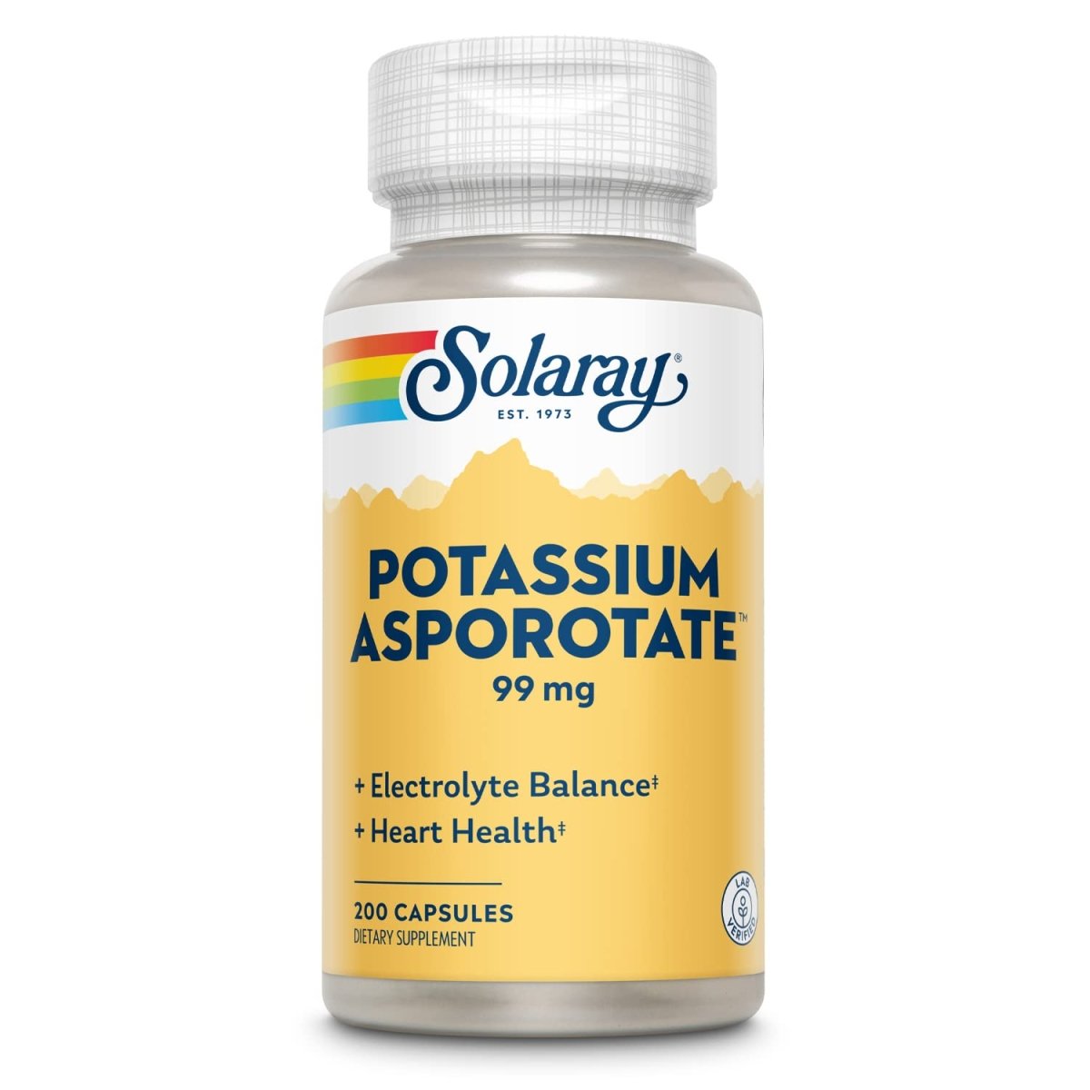 Solaray Potassium Asporotate - Essential Mineral for Electrolyte Balance and Muscle Function - 200 Count