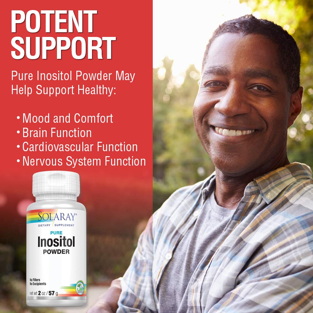 SOLARAY Pure Inositol Powder Non-GMO, Vegan (2oz, 81 Serv.)