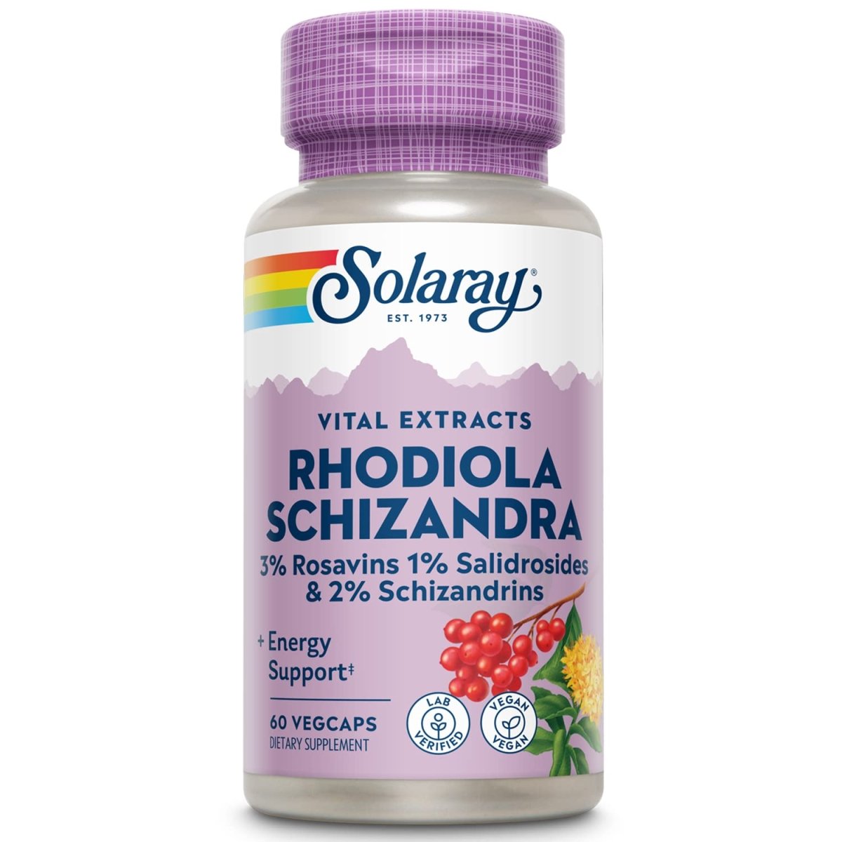 Solaray Rhodiola and Schizandra Supplement, 500 mg 60 Count