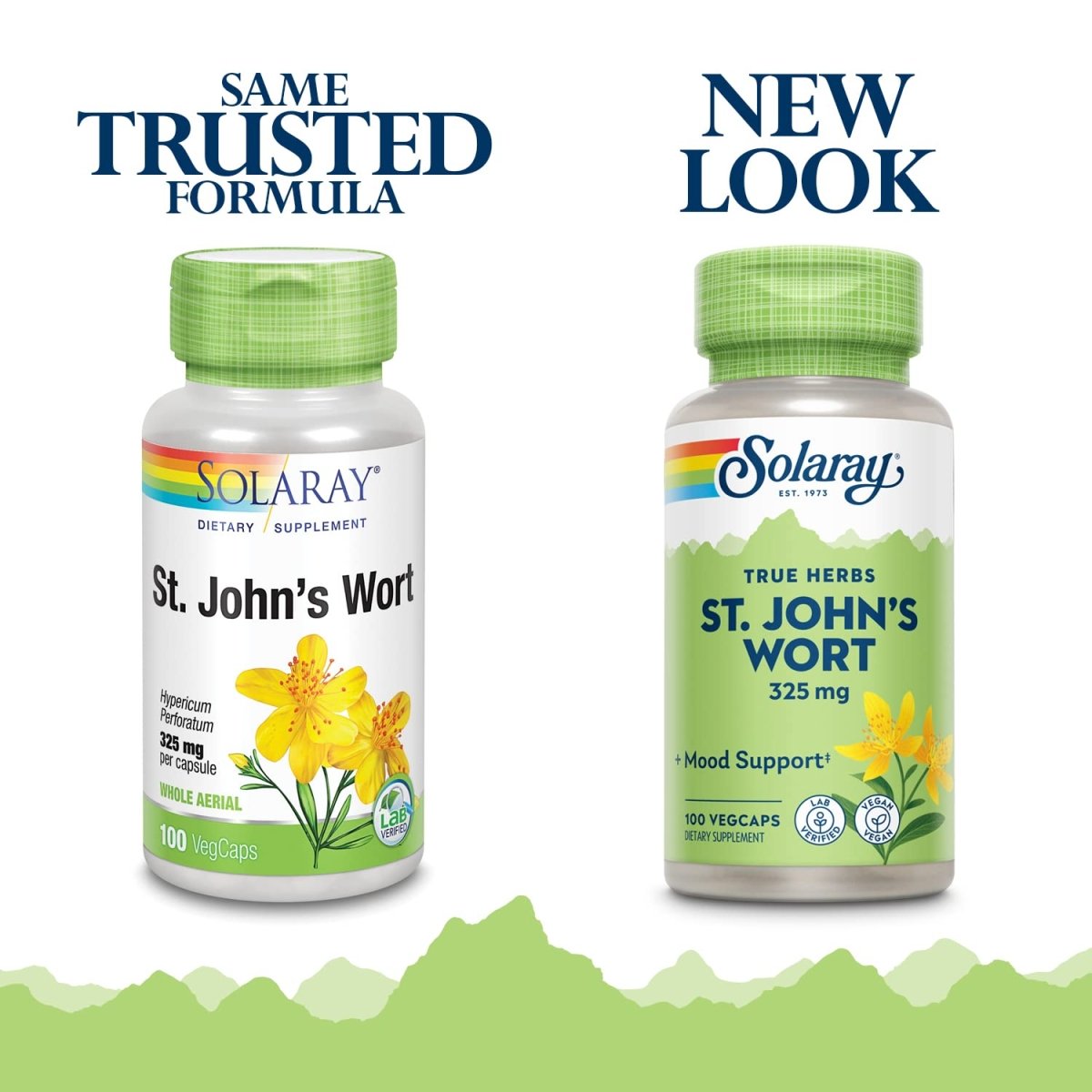 SOLARAY St Johns Wort 325mg Whole Aerial Non-GMO, Vegan Lab Verified (100 CT)
