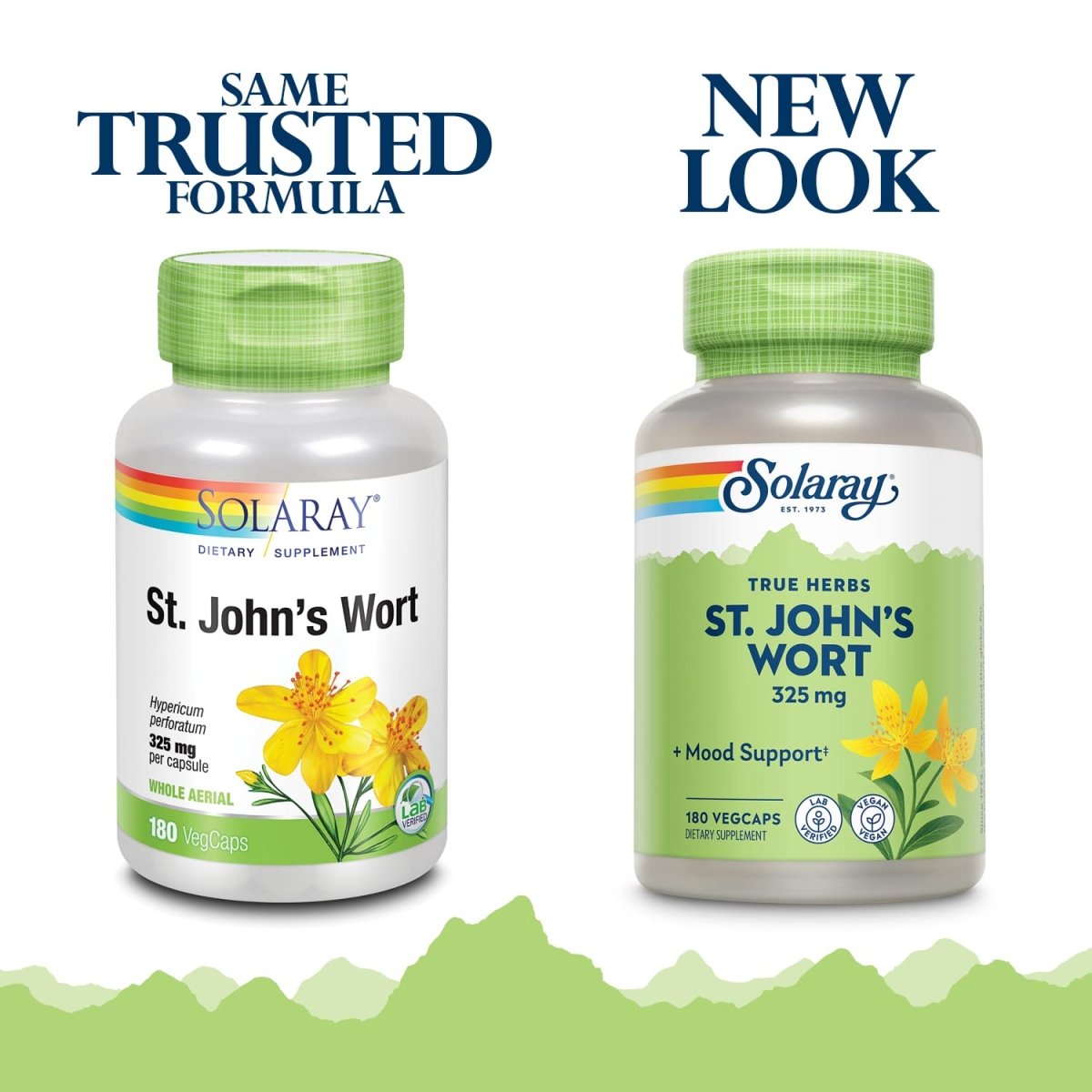 SOLARAY St Johns Wort 325mg Whole Aerial Non-GMO, Vegan Lab Verified (180 CT)