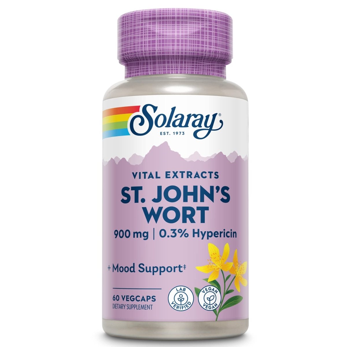 SOLARAY St. Johns Wort Aerial Extract 450mg Two Daily 60ct, 30 Serv.