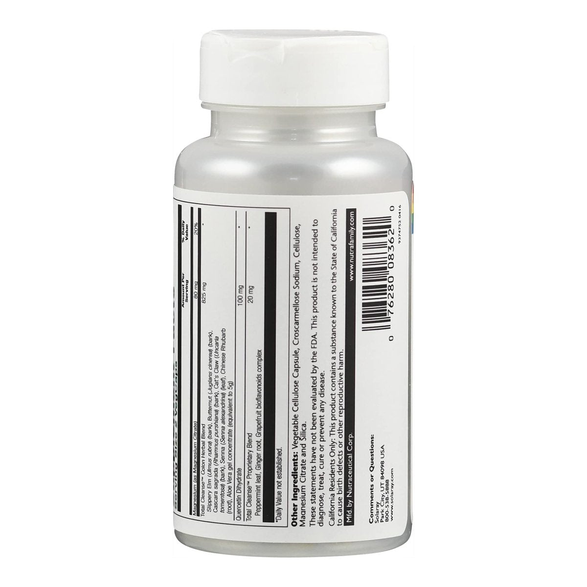 SOLARAY Total Cleanse Colon, Veg Cap (Btl-Plastic) 60 Count