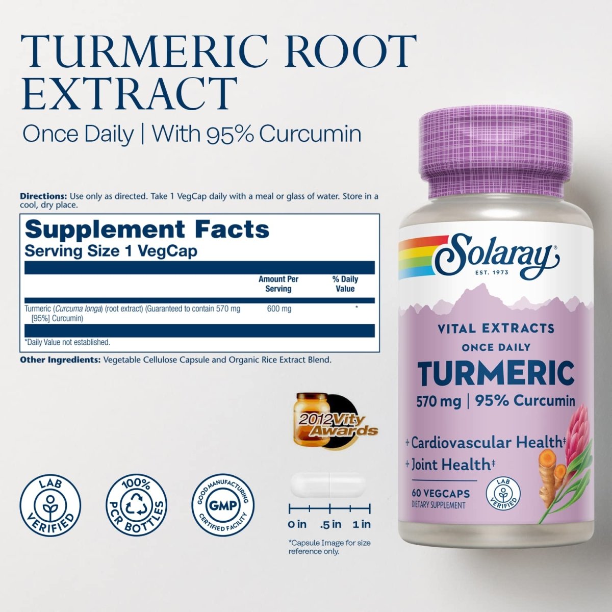 SOLARAY Turmeric Root Extract 600mg 60 VegCaps