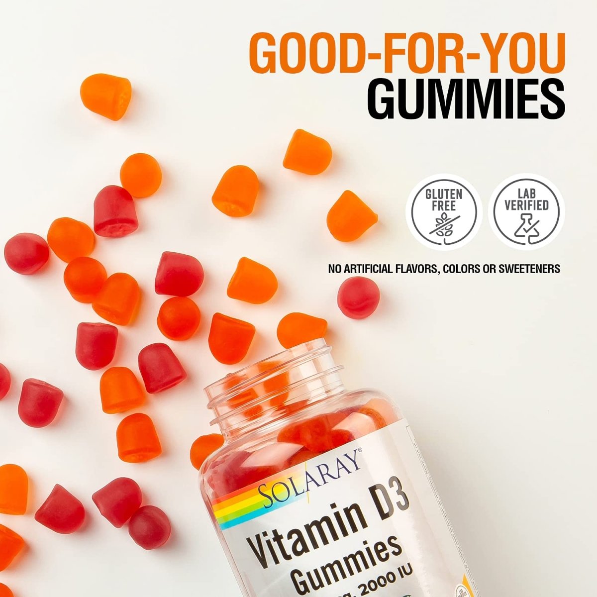 SOLARAY Vitamin D3 Gummies 50 mcg, 2000 IU 30 Serv, 60 Ct