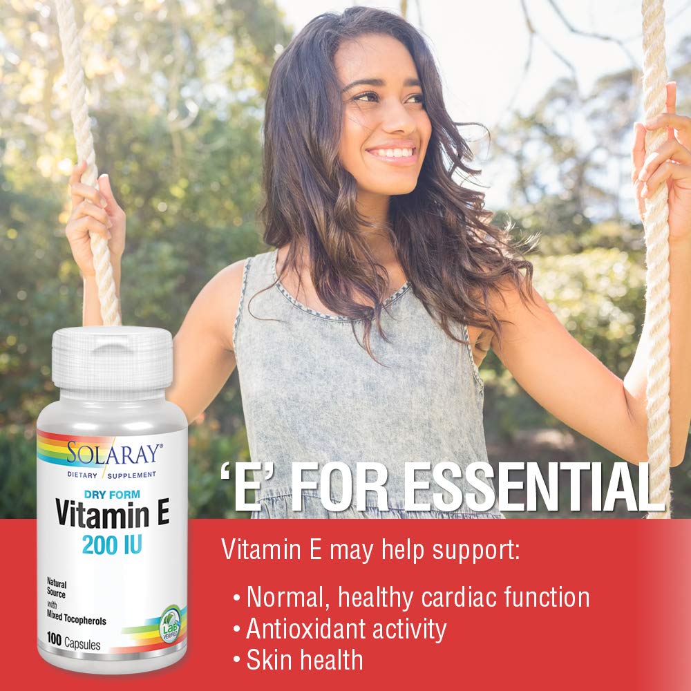 SOLARAY Vitamin E Dry 200 IU with Mixed Tocopherols - 100 Count