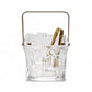 Textured Glass Ice Bucket with Gold Handle & Tongs