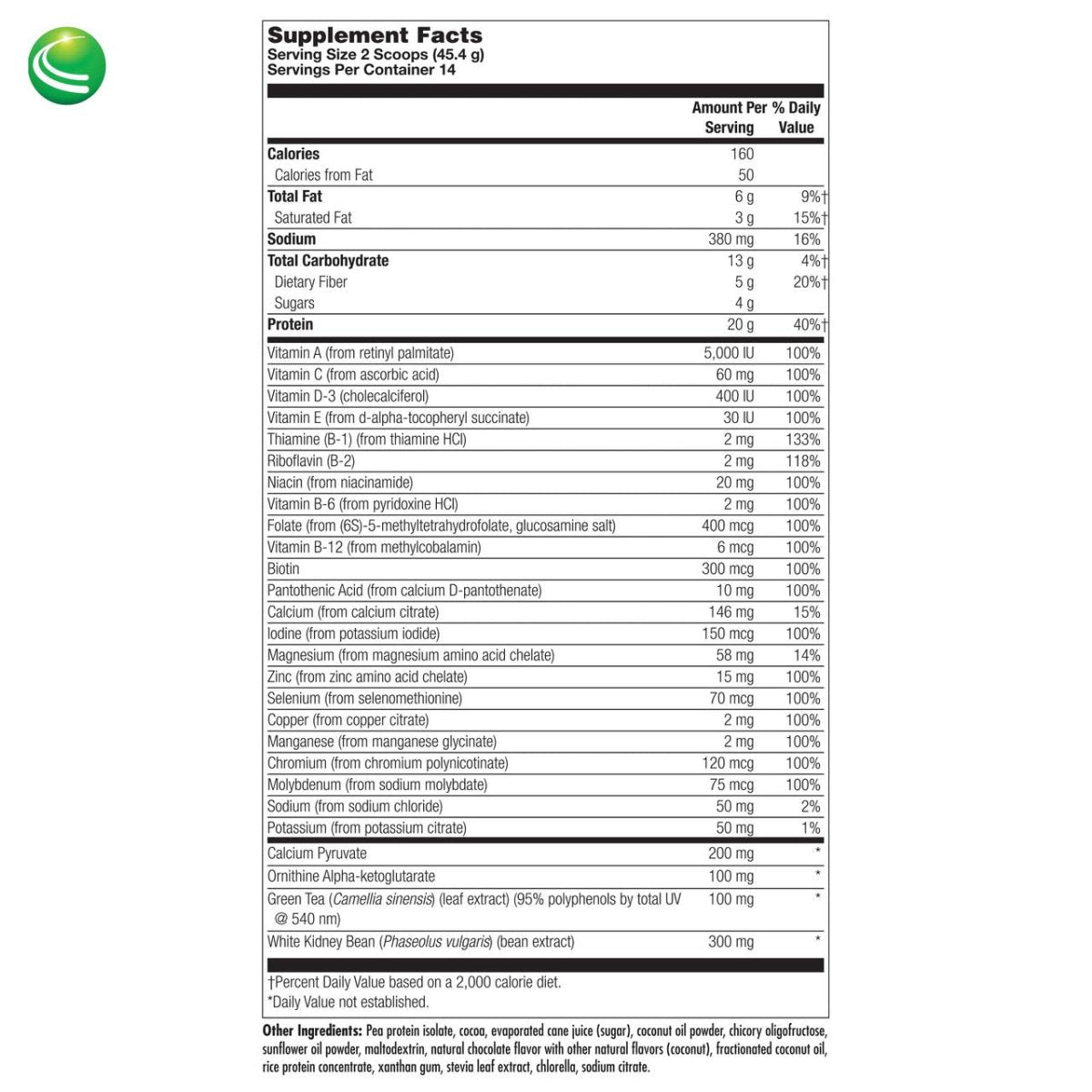UltraLean Vegan Chocolate - Nutritional Plant-Based Protein Supplement, 1.4 Lb