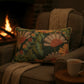 Embroidered Autumn Floral Cotton Slub Pillow with Fringe