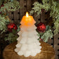 White Glitter Christmas Tree LED Moving Flame Candle