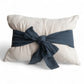Natural & Navy Cotton Lumbar Pillow with Bow