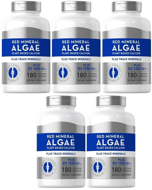 Red Mineral Algae 1800mg Aquamin Plant Based Vegan Calcium Magneisum 5X180 Caps