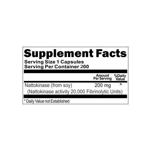 Nattokinase 200 mg 20,000 FU Fibrinolytic Units 3X200 Caps High Potency